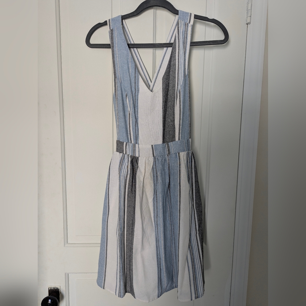 Blue and white striped dress